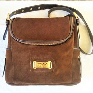 Maxx New York Suede Bucket Crossbody Bag EUC
